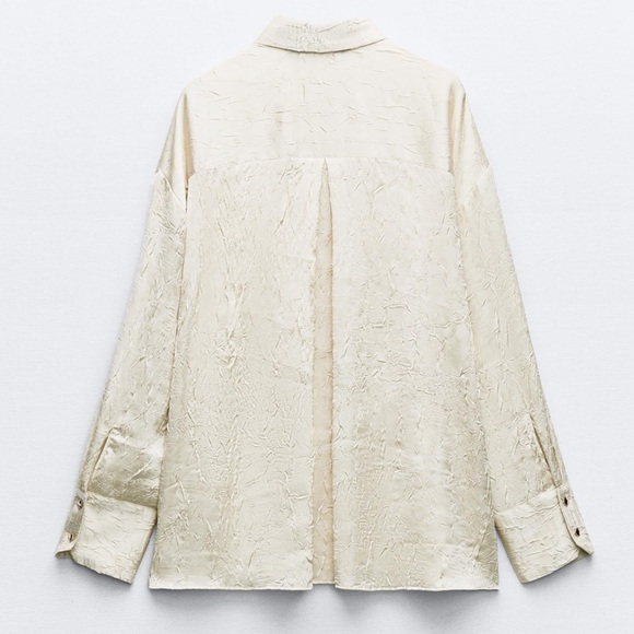 Zara shirt top button up long sleeve women m Wrinkled Look - Picture 2 of 9